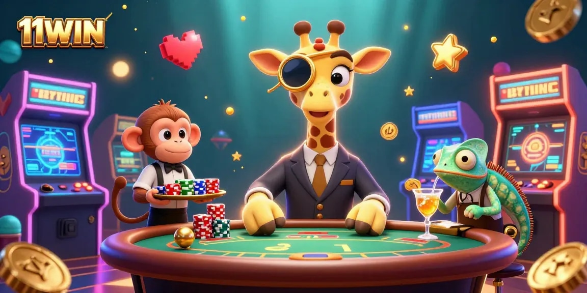 Engage in exciting gaming adventures at 11WIN with vibrant, colorful casino characters.