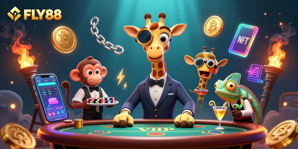 FLY88 brings a vibrant casino atmosphere with 3D giraffe high-roller and crypto elements.
