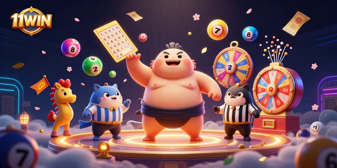 11WIN's vibrant 3D underwater casino scene showcasing exciting lottery games and colorful elements.