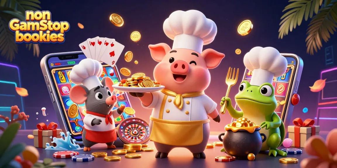 Engage with non GamStop bookies offering diverse gaming experiences with vibrant characters and interactive elements.