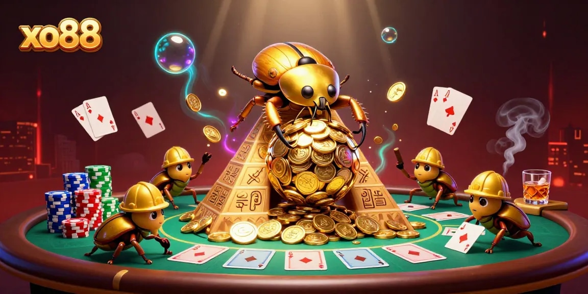 Play at xo88 while experiencing brilliant 3D animation of beetles and golden coins.