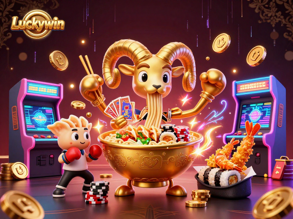 Experience thrilling gameplay at Luckywin with vibrant casino-themed 3D characters and elements.