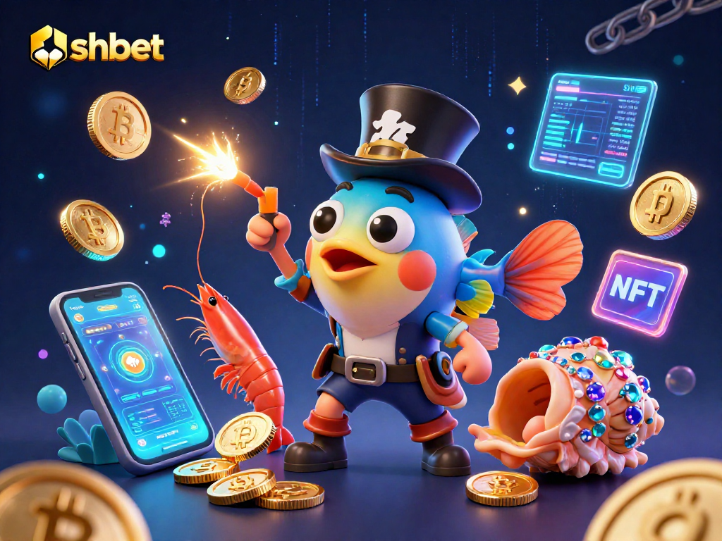 Join the adventure with shbet as the anglerfish attracts golden coins amidst a vibrant, electrifying underwater scene.