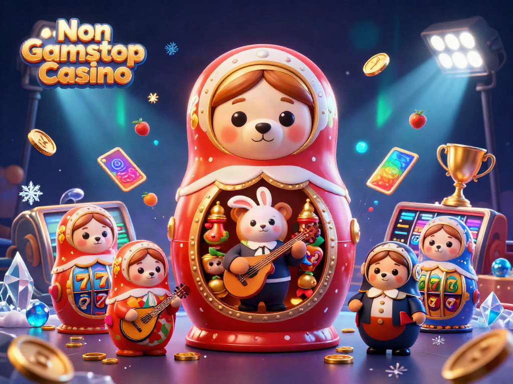 Play at Non Gamstop Casino featuring a lively 3D scene with bears and casino elements.