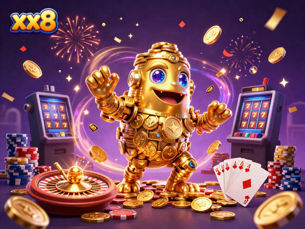 Experience thrilling wins with the xx8 golem in a vibrant casino scene full of excitement.