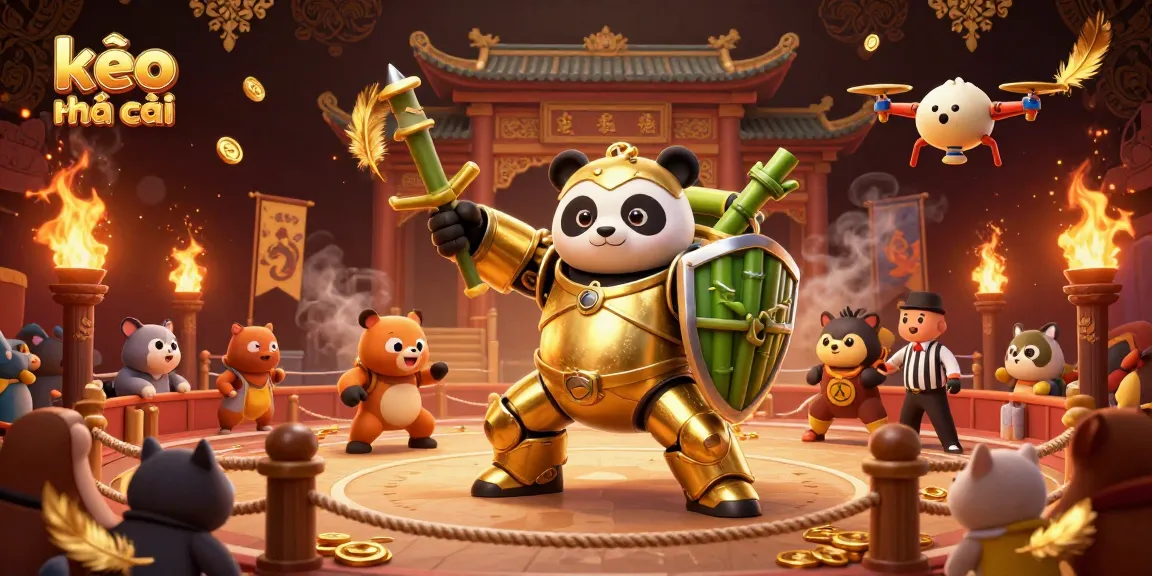 Experience kèo nhà cái in a vibrant 3D illustration, showcasing competitive sports betting in an engaging arena.