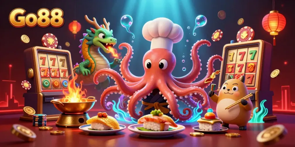 Experience thrilling gameplay at Go88 with vibrant casino-themed characters and elements.