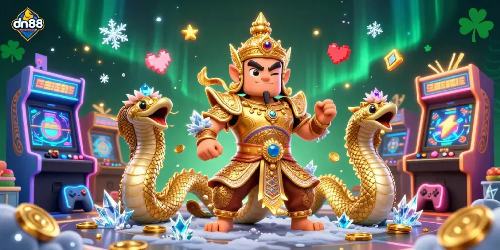 Engage in thrilling gameplay at dn88 with a vibrant 3D casino illustration showcasing detailed characters and gaming elements.