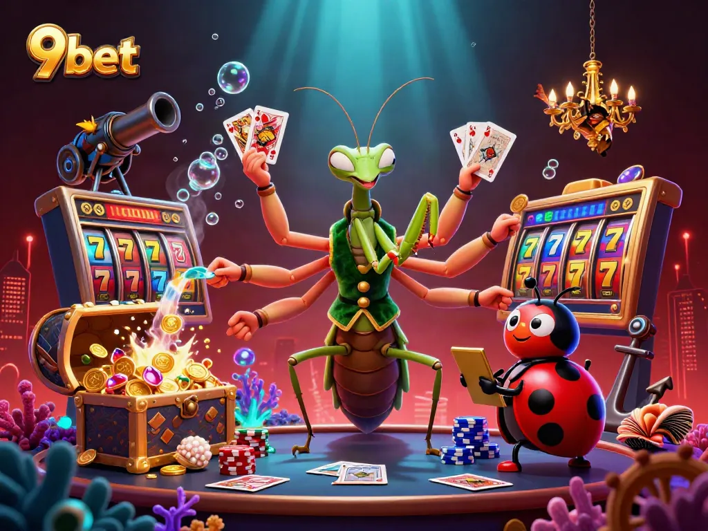 Experience winning at 9bet with vibrant casino visuals featuring slots and rich game elements.