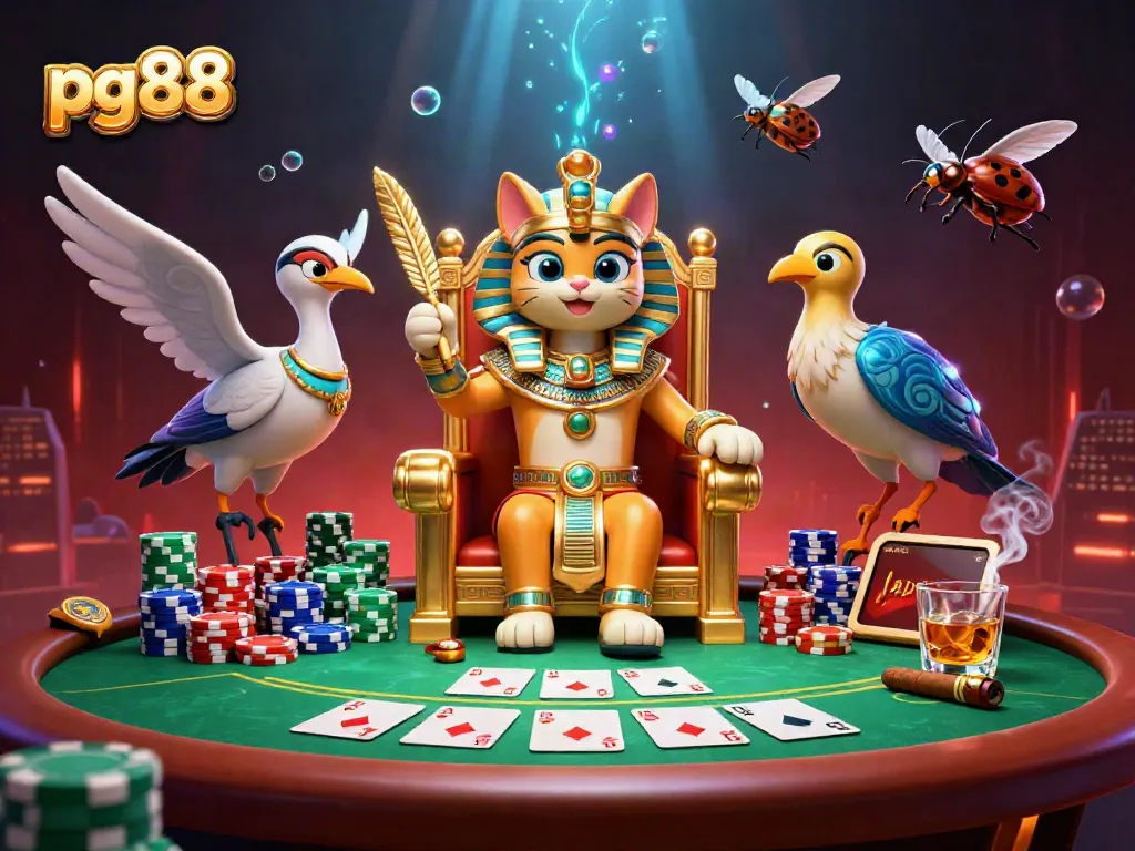 Engage with pg88 by placing thrilling bets at a vibrant poker table surrounded by captivating characters.
