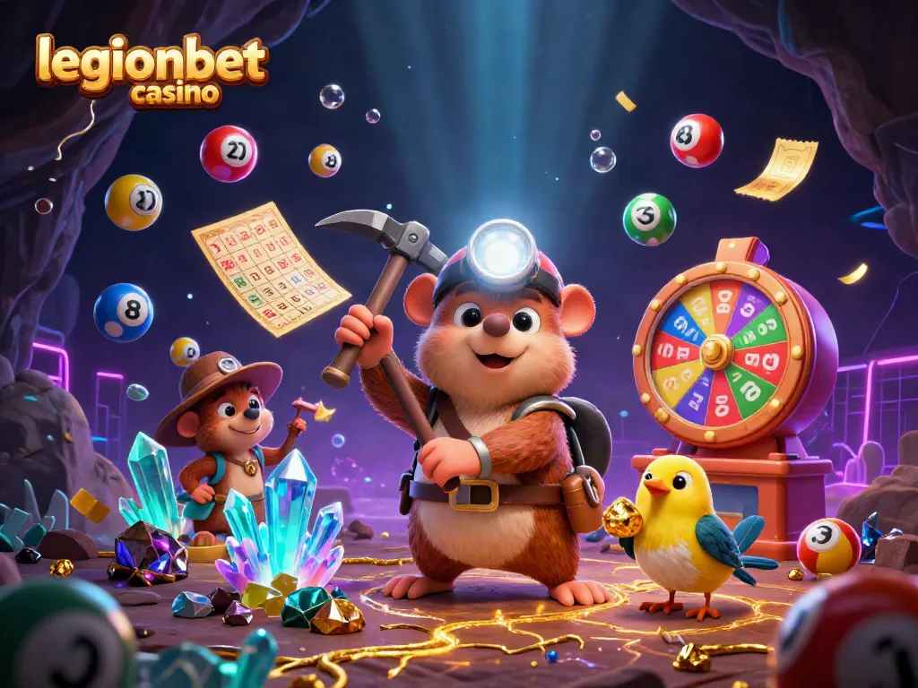 Experience excitement at legionbet casino with a treasure hunter mole and vibrant gaming elements.