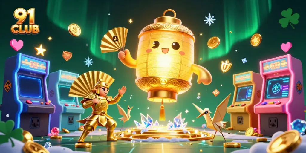 Engage with 91 CLUB's vibrant casino experience in a dynamic 3D illustration