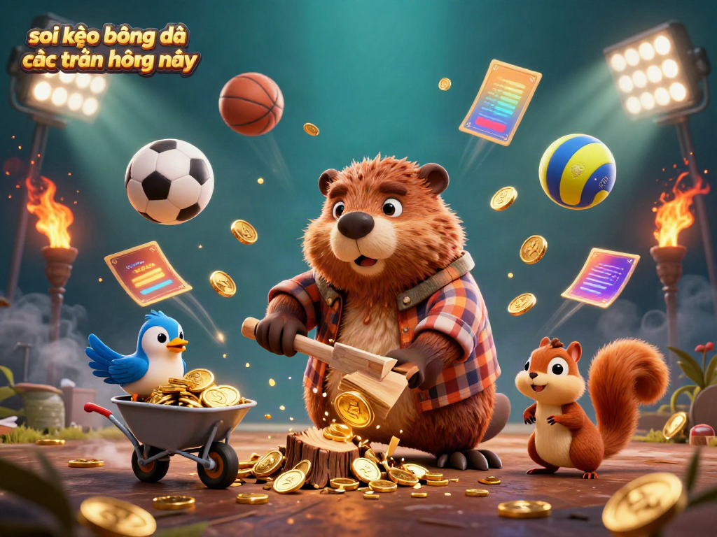 Soi kèo bóng đá các trận hôm nay illustration showcasing sports-themed characters engaged in a vibrant, dynamic gambling scene.