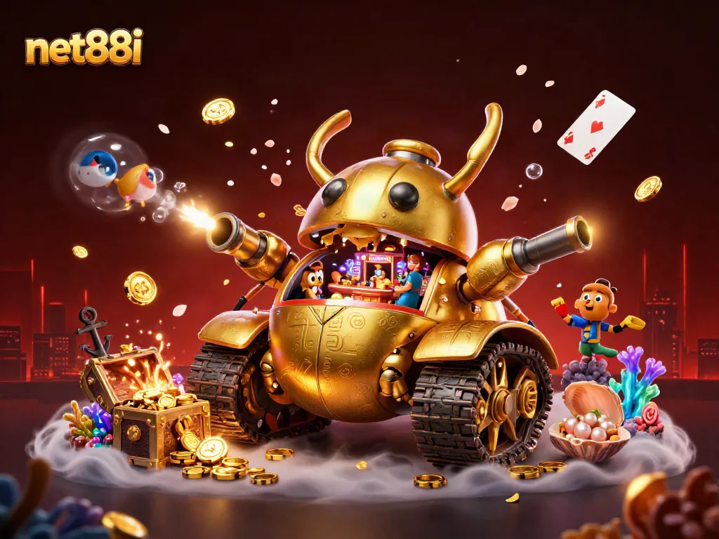 Experience thrilling gameplay at net88i as the golden beetle tank reveals a miniature casino within.