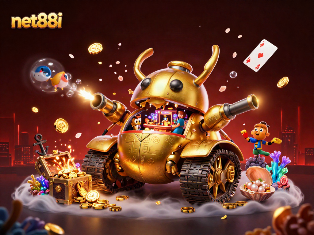 Experience thrilling gameplay at net88i as the golden beetle tank reveals a miniature casino within.