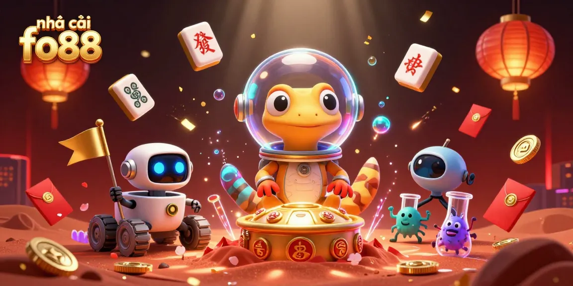Engage with nhà cái fo88 featuring a vibrant casino scene with Martian characters and dynamic gambling elements.