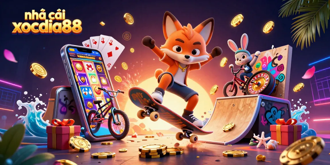Spin and win with nhà cái xocdia88 in this vibrant casino-themed illustration.