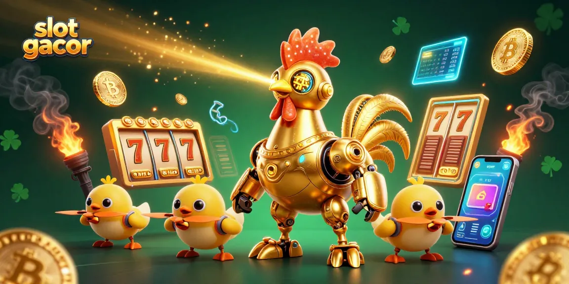 Engage with slot gacor action in a vibrant 3D illustration featuring animated characters and casino elements.