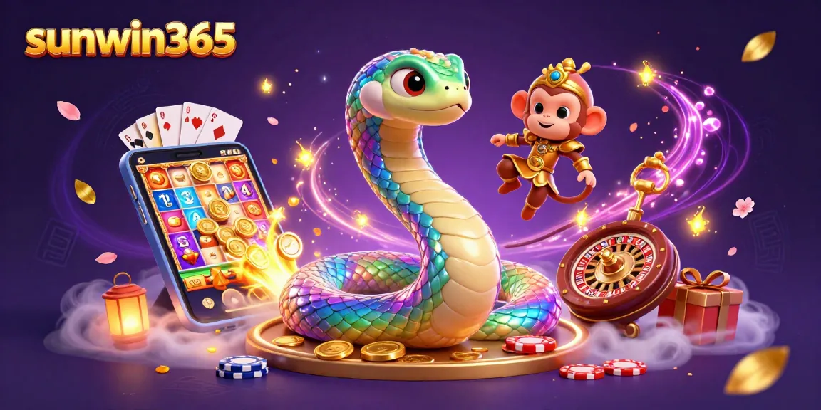 Experience immersive gameplay with sunwin365's vibrant visual featuring a rainbow serpent and golden monkey king.