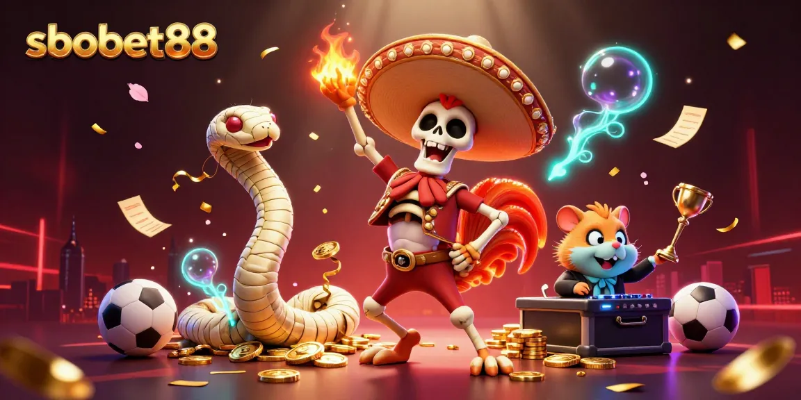 SboBet88 offers exciting sports betting experiences with vibrant characters and dynamic gambling elements in a rich 3D scene.