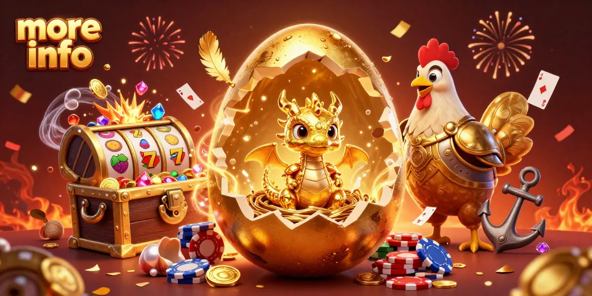 more info on online casinos with a golden dragon and poker chips in a vibrant 3D scene