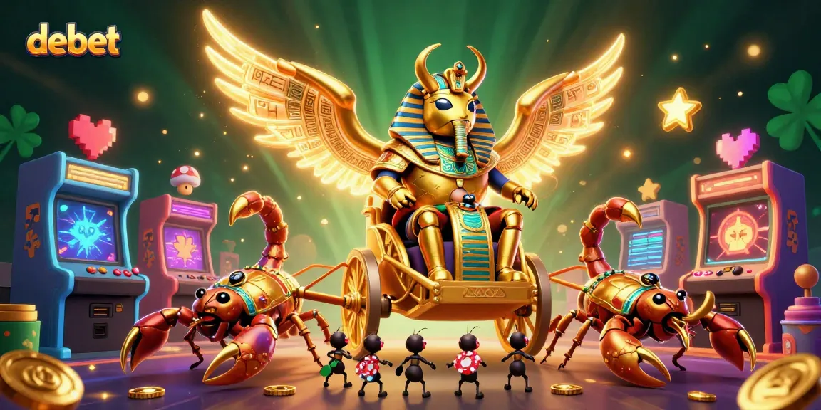 Engage in thrilling gameplay with debet as a golden scarab beetle leads a rich casino adventure.