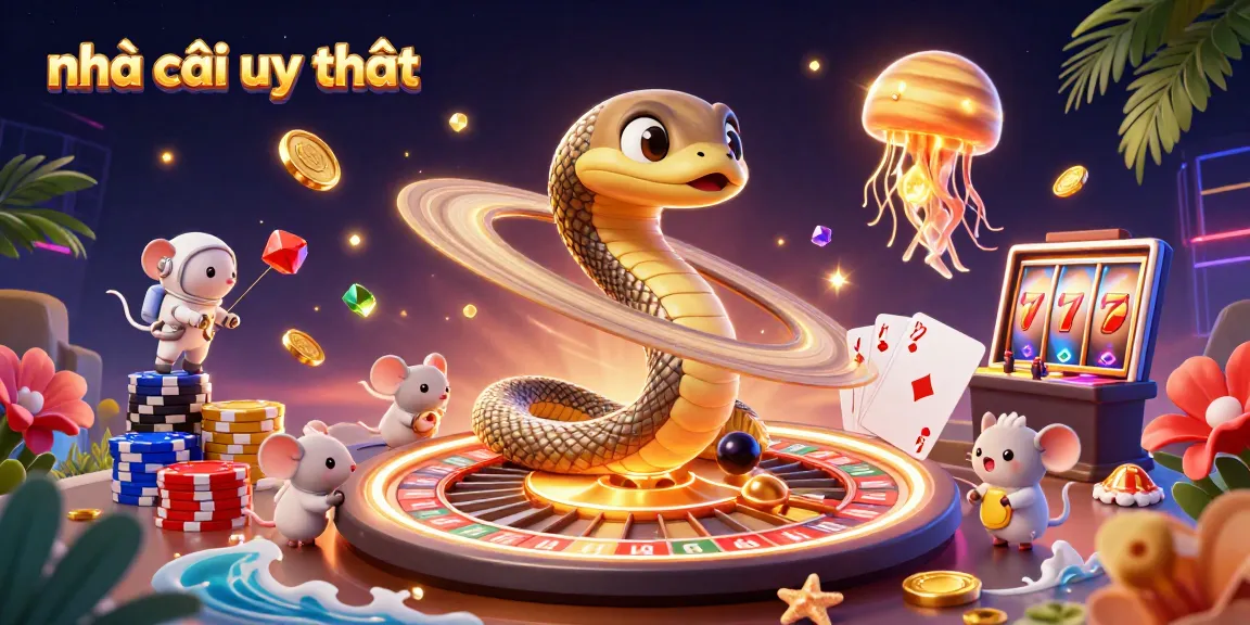 Bet on a reliable online casino illustrated with whimsical characters featuring nhà cái uy tín in a vibrant, dynamic scene.