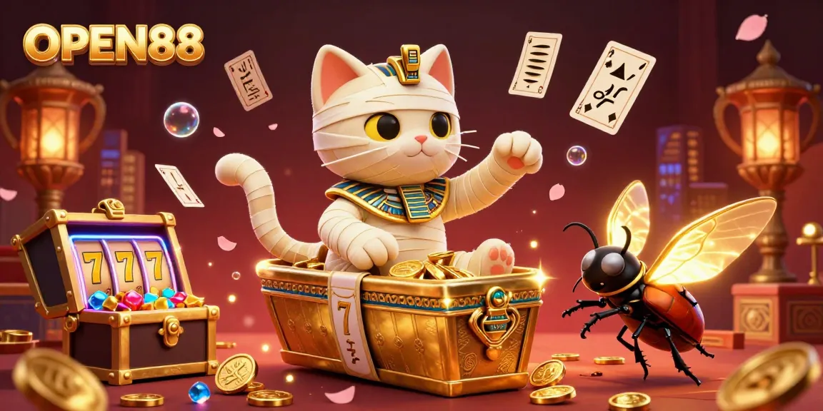 Experience exhilarating gaming action at OPEN88 with vibrant characters and treasure-filled excitement.