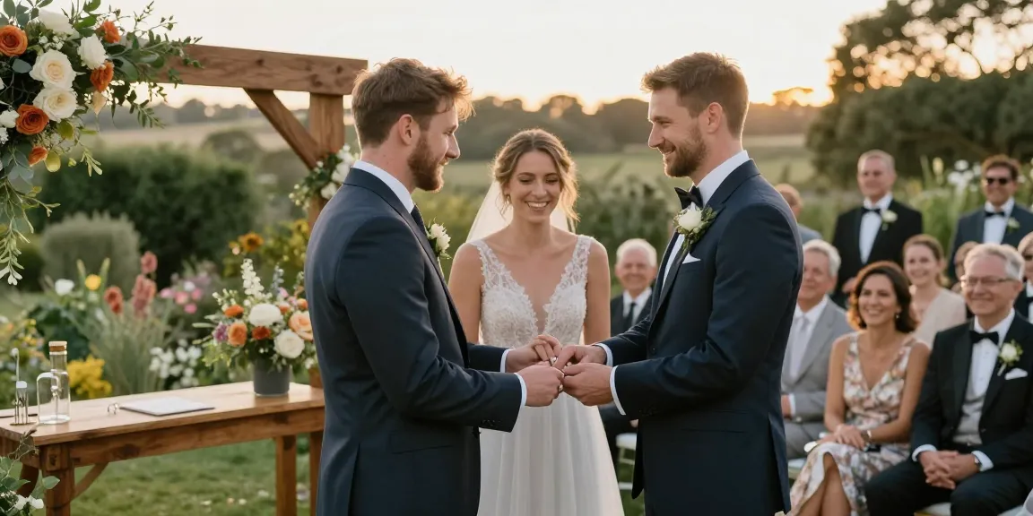 Couple exchanging vows with beautiful wedding rings, showcasing the significance of buying wedding rings online.