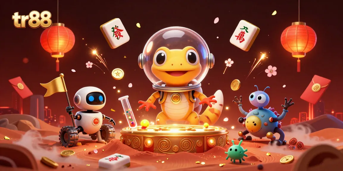 tr88's Martian gecko discovers a golden casino amidst red sands with joyous alien bacteria.